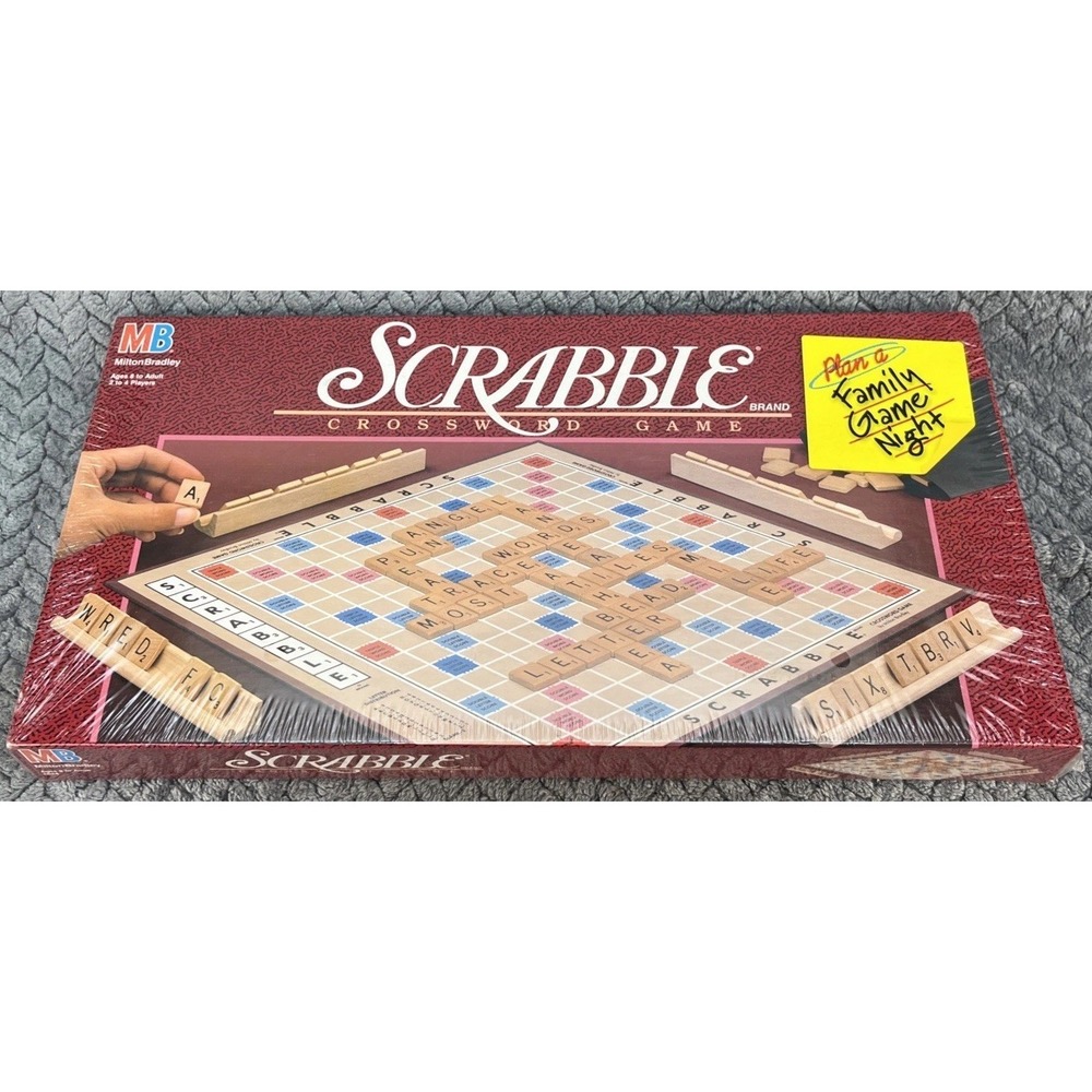 🎲 Vintage Scrabble Board Game Sealed 1989 Milton Bradley Crossword Game NEW